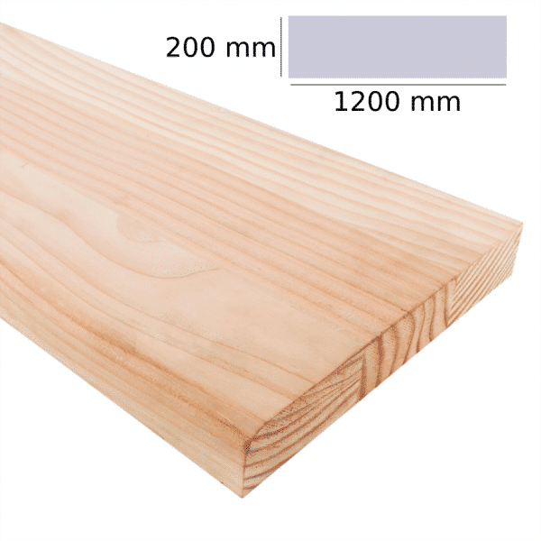 Tabica de madera de pino 1200 x 200 x 20 mm | escalón de madera